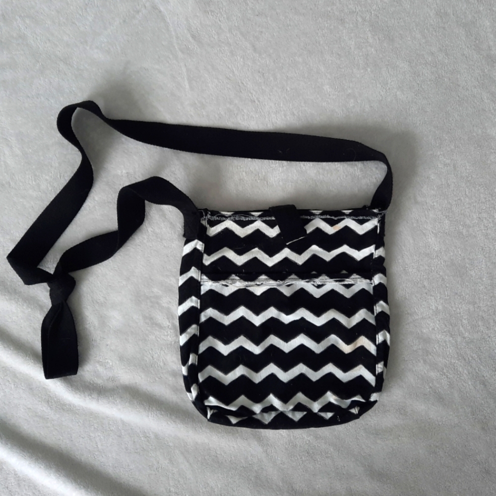 Black and White Chevron Crossbody Bag